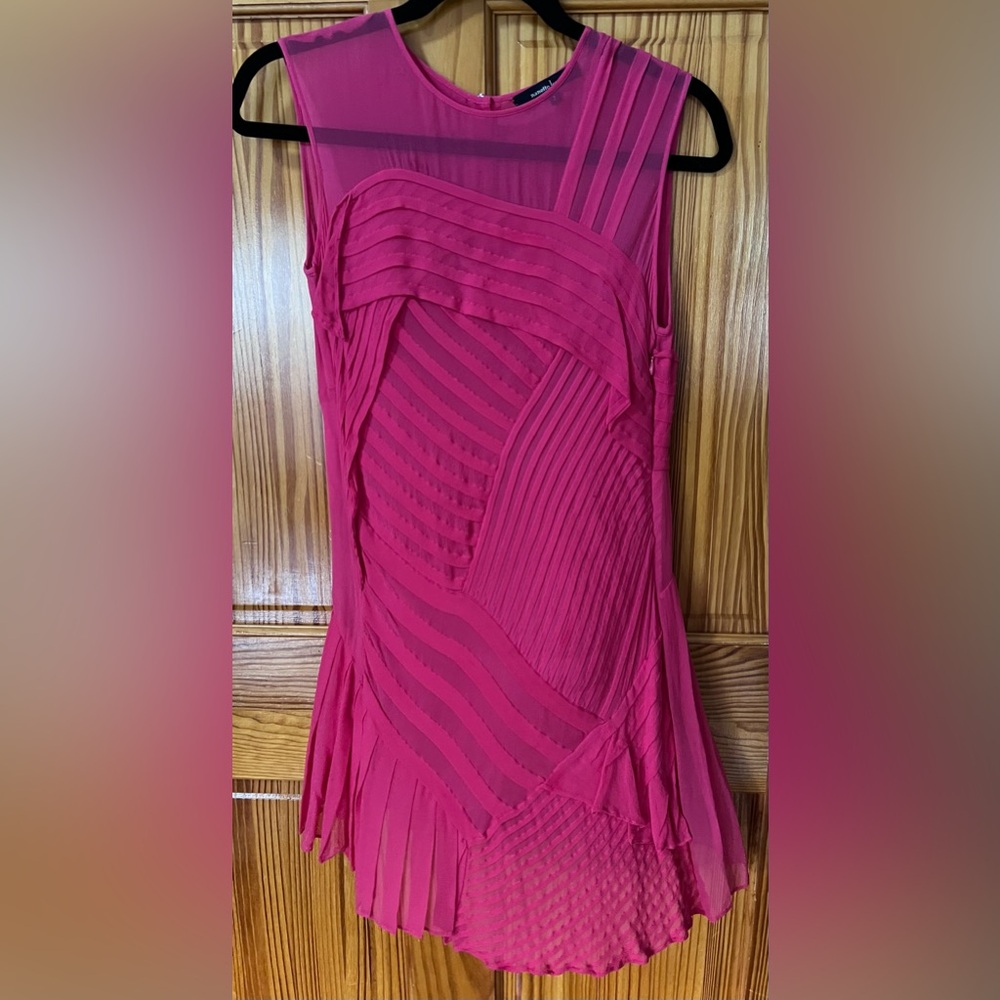 Nanette Lepore Vibrant Pink Textured Silk Dress